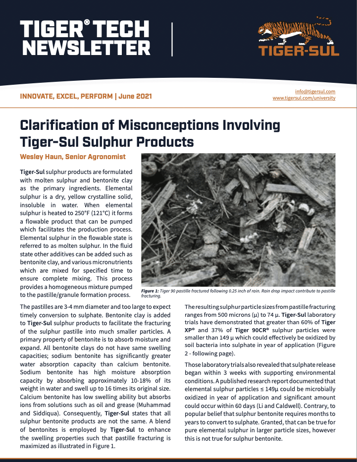 Clarification of Misconceptions Involving Tiger-Sul Sulphur Products