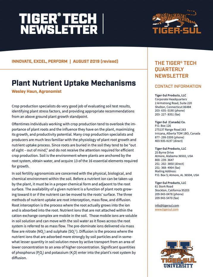 Plant Nutrient Uptake Mechanisms