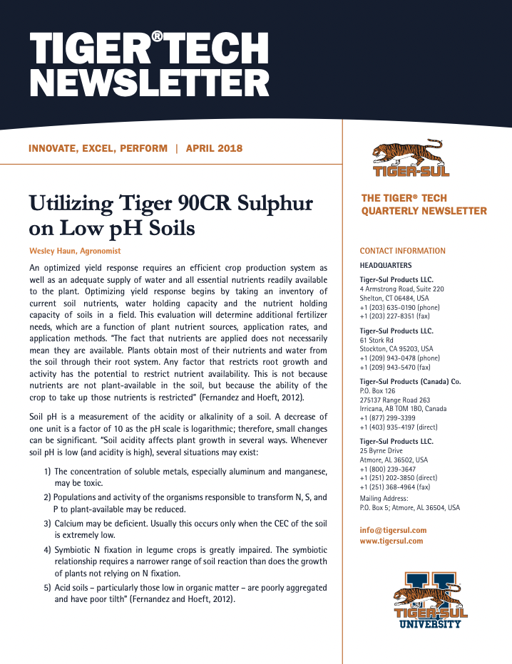 Utilizing Tiger 90CR Sulphur on Low pH Soils