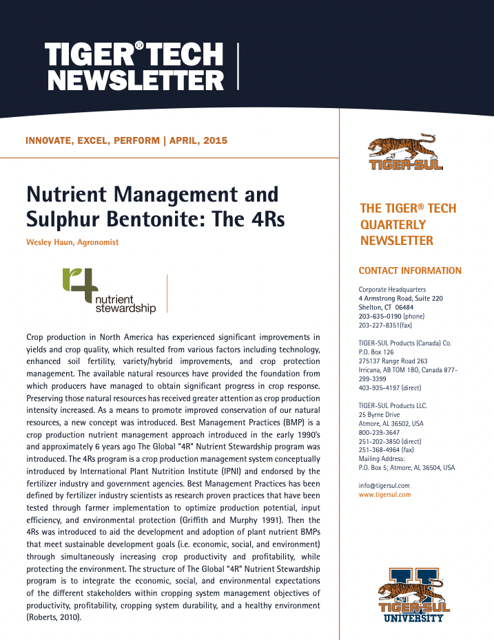 Nutrient Management and Sulphur Bentonite: The 4Rs