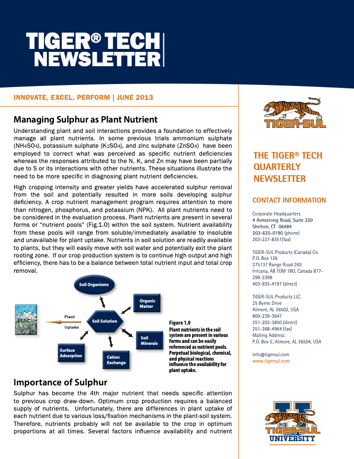 Managing Sulphur as Plant Nutrient