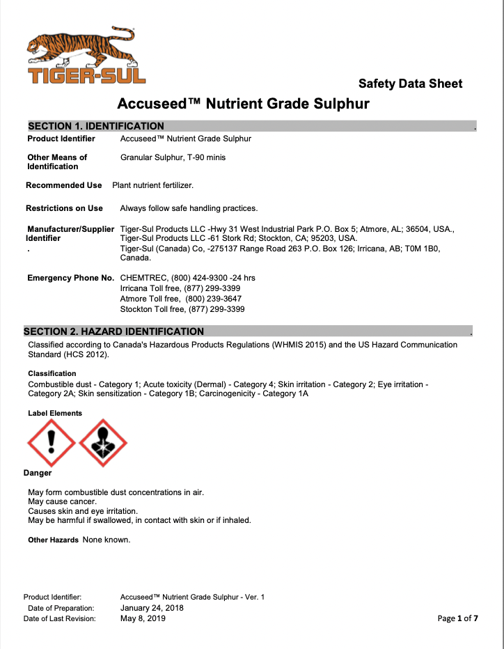 Accuseed – SDS – NA English – Rev 1 – 2020