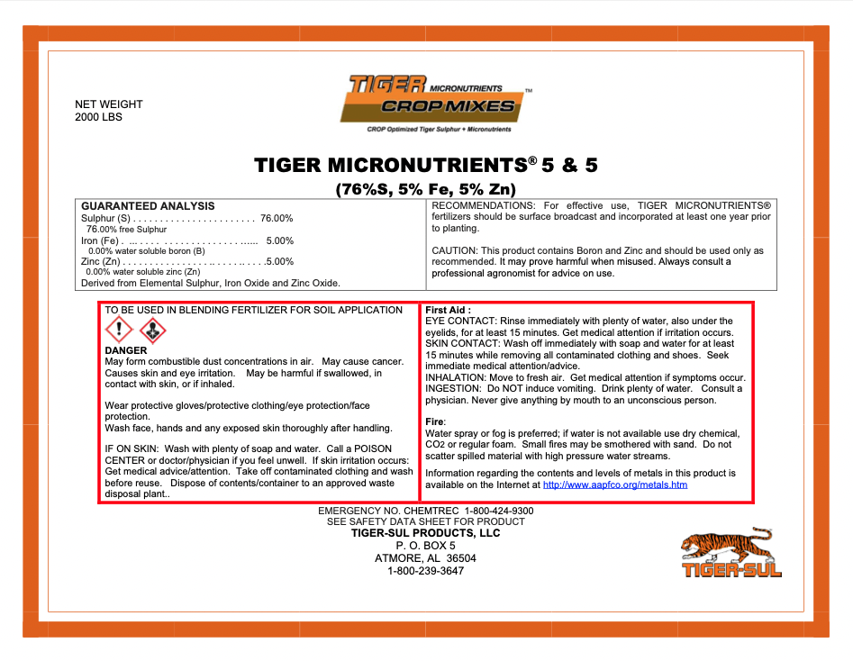 Tiger Micronutrients 5&5 – 2000 lb. – Atmore