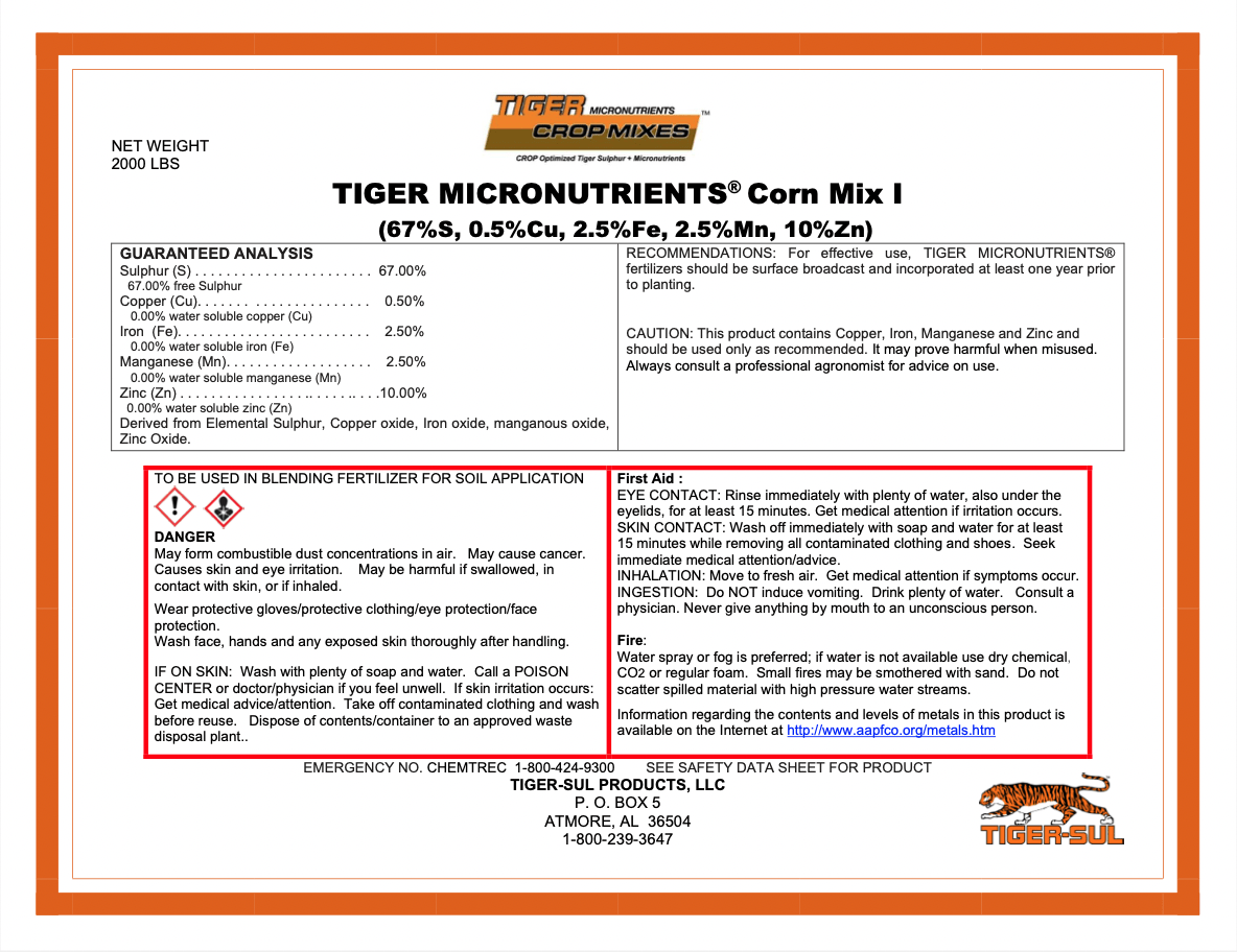 Tiger Micronutrients Corn Mix I – 2000 lb. – Atmore