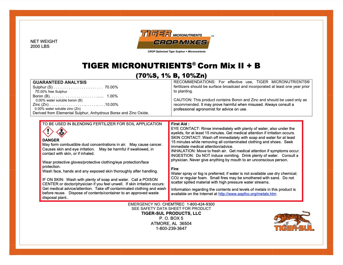 Tiger Micronutrients Corn Mix II + B – 2000 lb. – Atmore