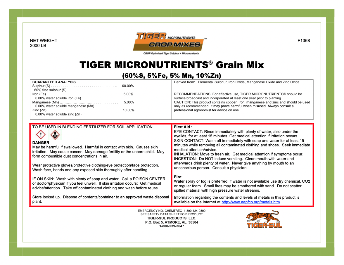 Tiger Micronutrients Grain Mix – 2000 lb. – Atmore