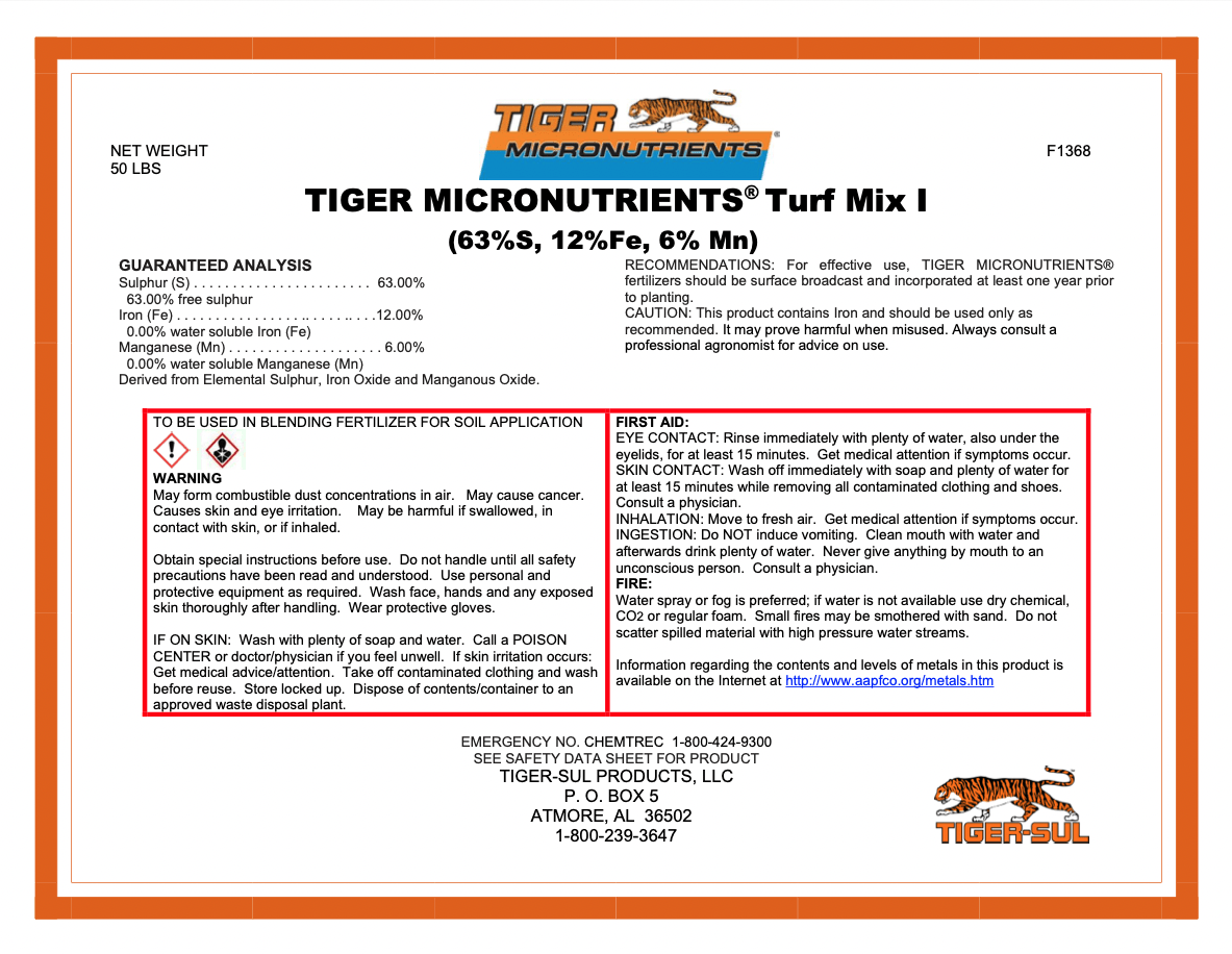 Tiger Micronutrients Turf Mix I – 50 lb. – Atmore