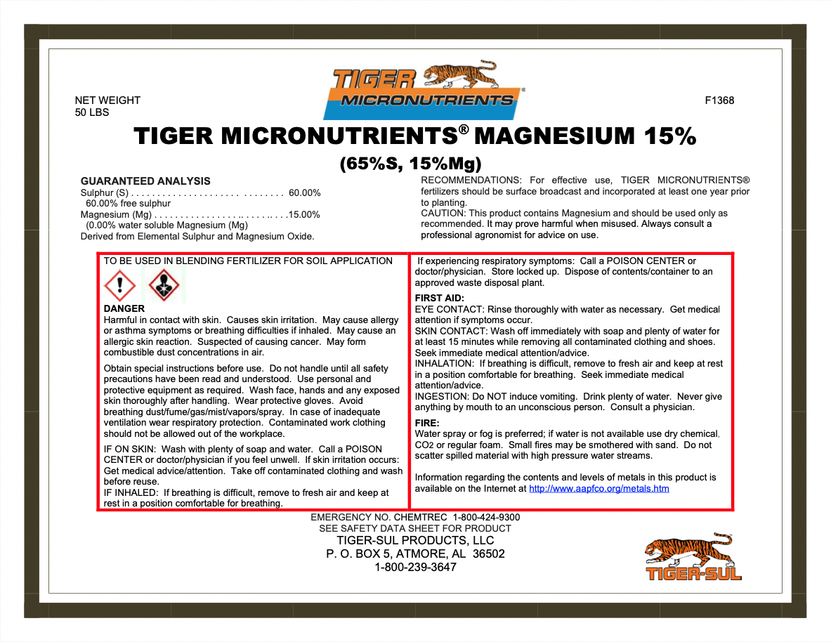 Tiger Micronutrients Magnesium 15% – 50 lb. – Atmore