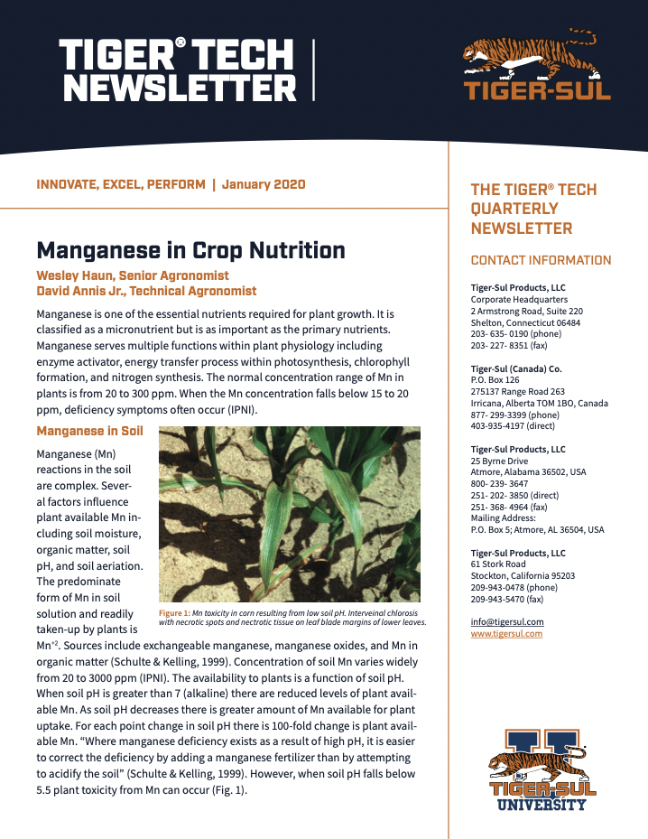 Manganese in Crop Nutrition