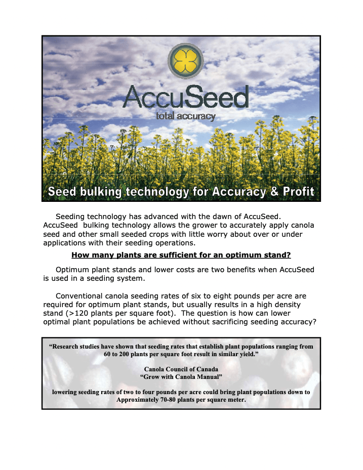 AccuSeed: Seed Bulking Technology for Accuracy and Profit