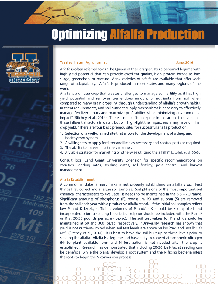 Optimizing Alfalfa Production