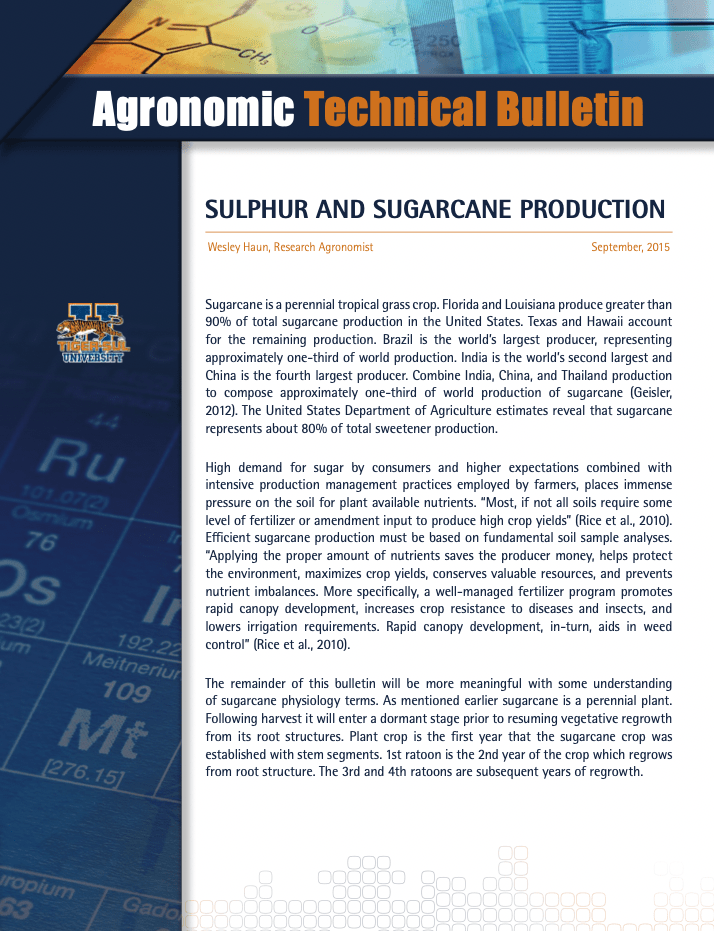 Sulphur and Sugarcane Production